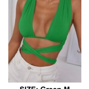 Green Halter Wrap Top